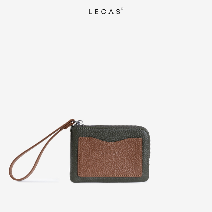 Ví Đựng Thẻ/Cầm Tay C Nhỏ  Xanh Rêu Ft Nâu (CNHO.144) 