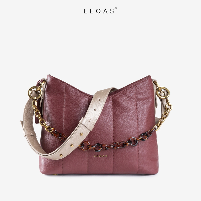 Túi Da Thật DIỆP Kem Metalic ft Đỏ Burgundy (DIEP.AG.013) 