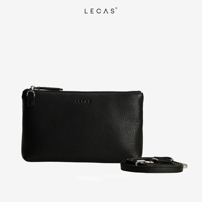 Túi Đeo Chéo Da Thật QUỐC DÂN Đen hạt. (QuocDan.035) 