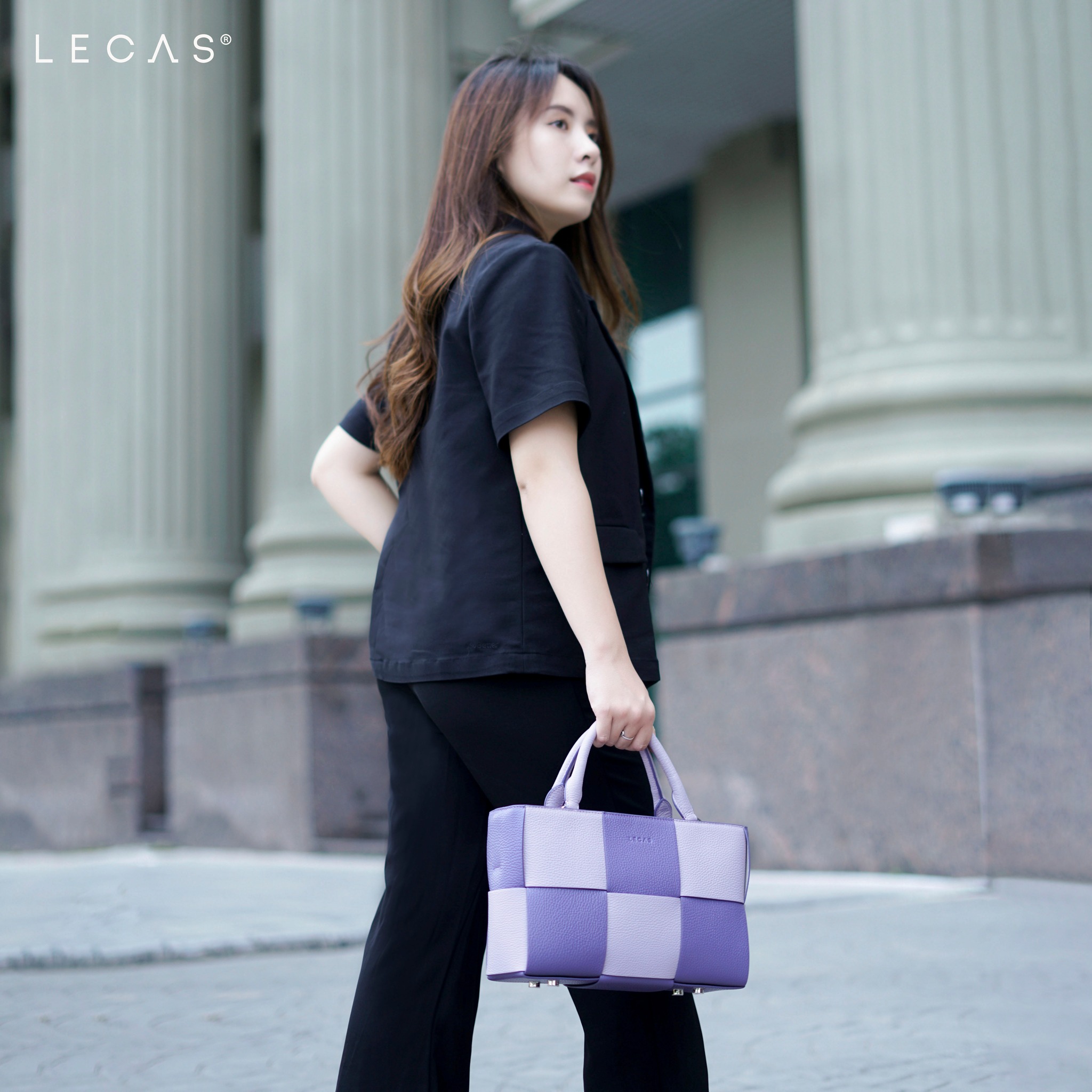 Túi Đeo Chéo BOTT270 tím lí lắc đan cài hai sắc tím độc đáo